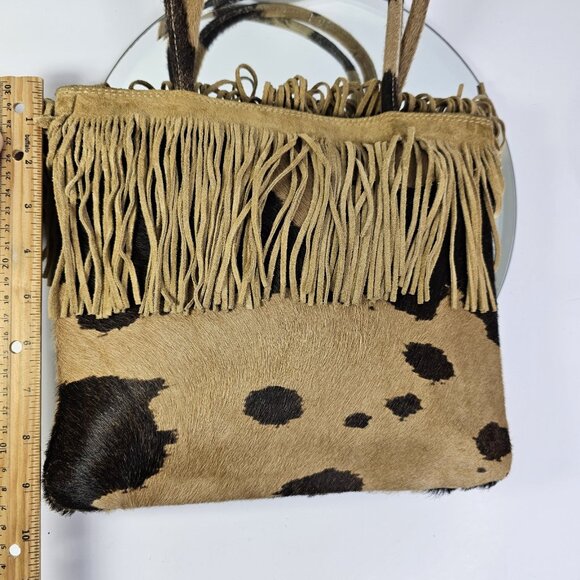 Cow Fur Handbag With Leather Tassles Feels Like A Real Cow. Hair On hide Cattle - Picture 8 of 16